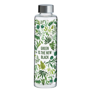 Typhoon Glass Water Bottle "Green Is The New Black"