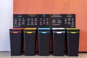 Method Office Recycling Bin Open Lid 60L | Grey Soft Plastic