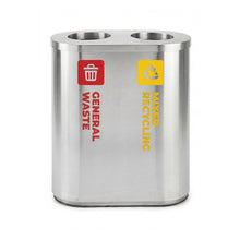 Stainless Steel Waste Sorting Station | Red General Waste & Yellow Mixed Recycling