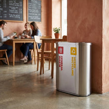 Stainless Steel Waste Sorting Station | Red General Waste & Yellow Mixed Recycling