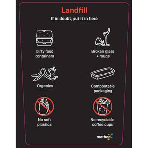 Method 20L Bin LABEL ONLY Red 'Landfill' (no landfill or coffee cups)