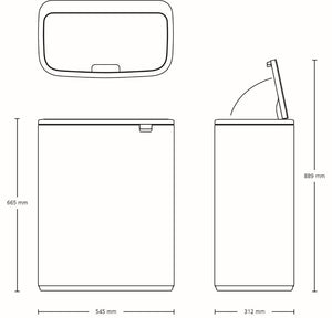 Brabantia Kitchen Touch Bin 2 x 30L | Fingerprint Proof Matt Steel