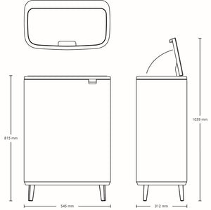 Brabantia Kitchen Touch Bin HI 2 x 30L | Matt Black