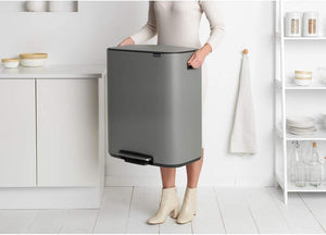 Brabantia Kitchen Pedal Bin 2 x 30L | Mineral Concrete Grey