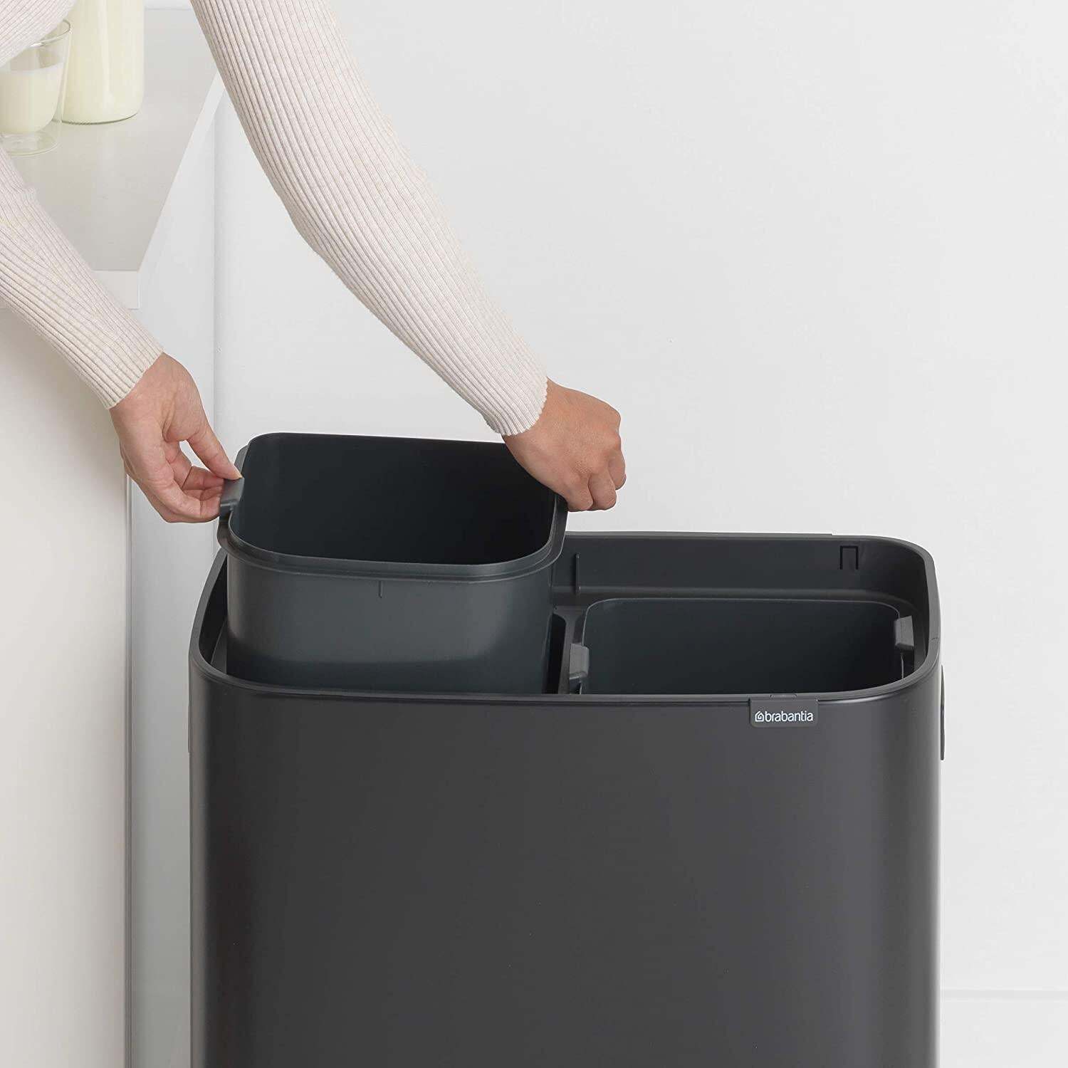 brabantia bo pedal bin 2 x 30 liter matt black Brabantia Kitchen Pedal Bin 2 x 30L