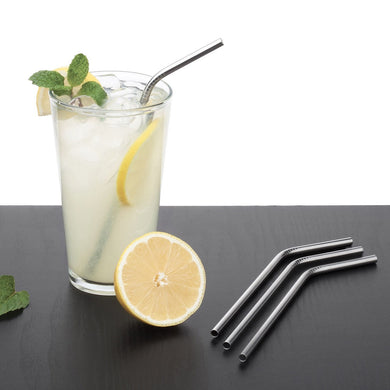 4 x Reusable Stainless Steel Straws with Cleaning Brush | Regular Juice