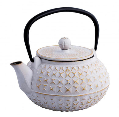 Avanti Empress Cast Iron Teapot | White/Gold + Stand